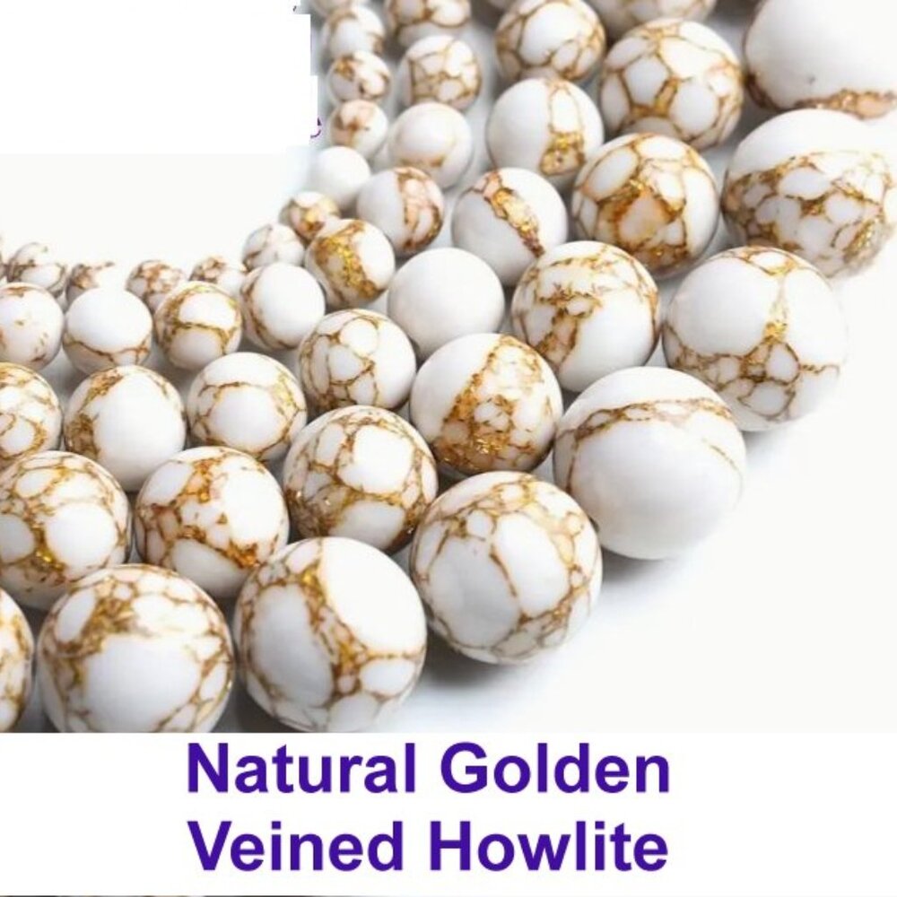 Beautiful Golden Veined Howlite Natural Stone Beads